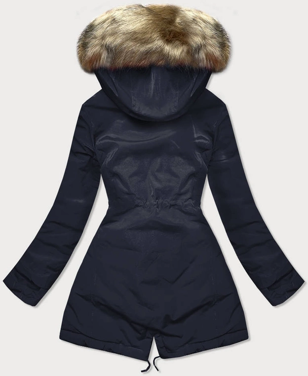 Dwustronna kurtka damska granatowo-brązowa (w555)