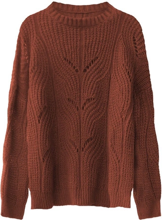 MIĘKKI AŻUROWY SWETER POMARAŃCZOWY (495ART)