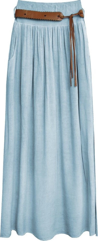 SPÓDNICA MAXI Z PASKIEM JASNONIEBIESKA 1 (343ART)