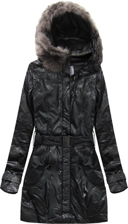 KURTKA Z EKOSKÓRY CZARNA (YZ1003)