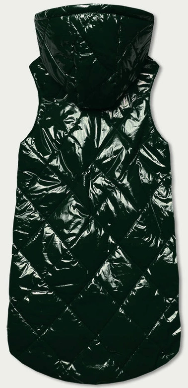Błyszcząca kamizelka z kapturem zielona ciemna (7005big)