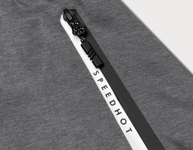 Spodenki męskie z kontrastowymi wstawkami szare (8K925-5)