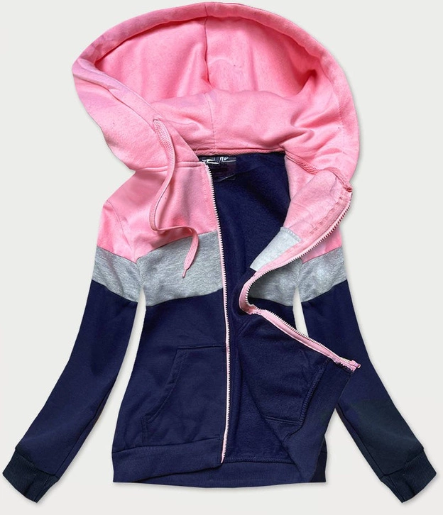 BLUZA DAMSKA DRESOWA GRANATOWO-RÓŻOWA (YS10002)