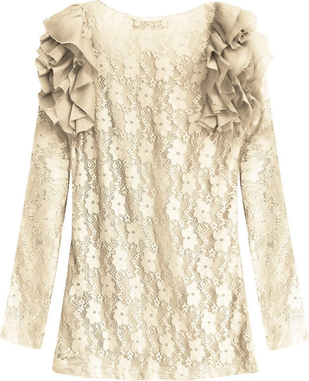 KORONKOWA BLUZKA W KWIATY BEŻOWA (3660)