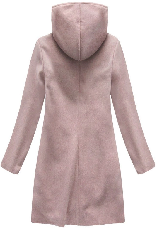 PŁASZCZ Z DOMIESZKĄ WEŁNY I KAPTUREM RÓŻOWY (6801)