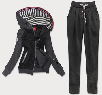 KOMPLET DRESOWY DAMSKI CZARNO-GRAFITOWY (AMG683A)