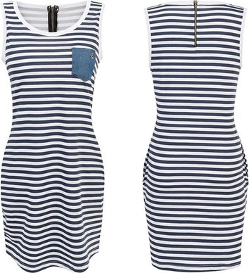 TUNIKA/SUKIENKA W PASKI BIAŁO-GRANATOWA (1560)