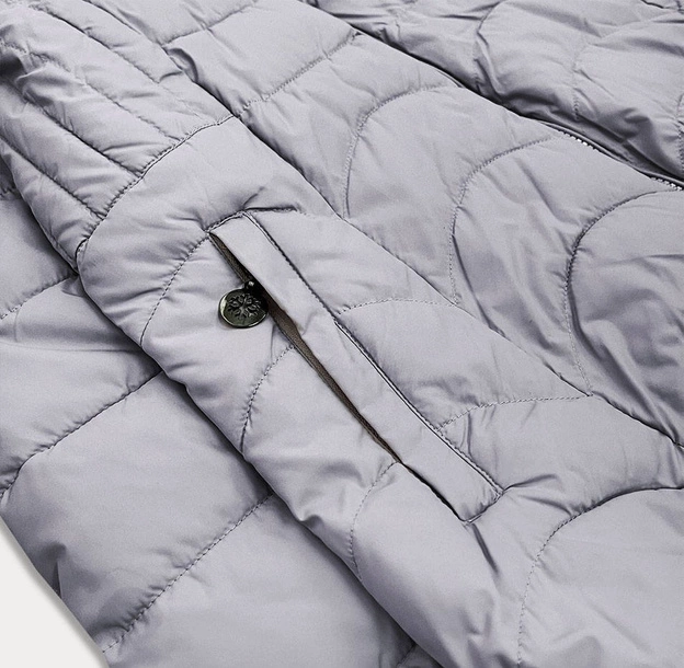 CIENKA PIKOWANA KURTKA DAMSKA SZARA (68-1939)