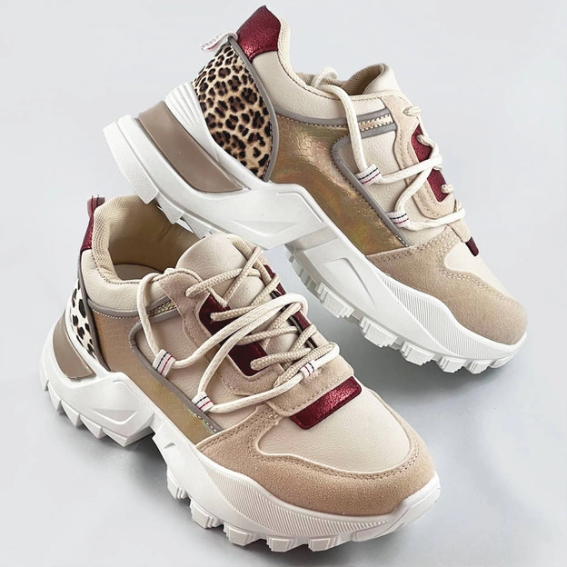 Buty sportowe damskie z motywem zwierzęcym beżowe (viv1038)