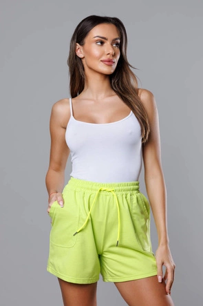 Dresowe spodenki damskie limonka (8K950-72)
