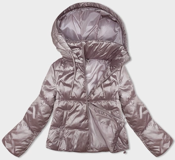 Krótka kurtka damska z odpinanym kapturem S'West blady róż (B8228-81)