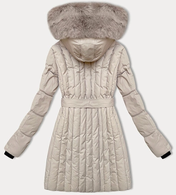 Damska kurtka zimowa z ozdobnym pikowaniem S'west jasnobeżowa (B8307-46)