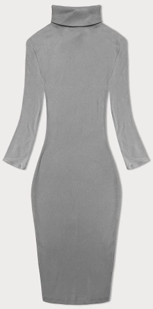  Dopasowana sukienka w prążki z golfem Rue Paris szara (5133)