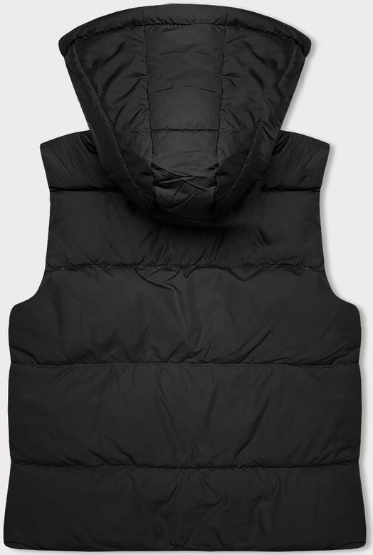 Krótka kamizelka damska z kapturem j.style czarna (16M9112-392)