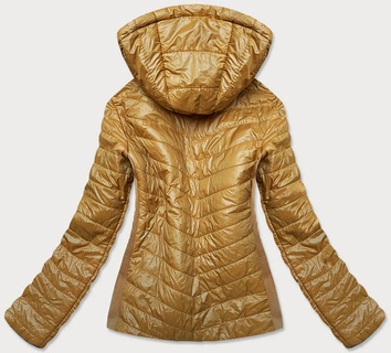 Pikowana kurtka dwustronna damska żółta (rqw-6844)