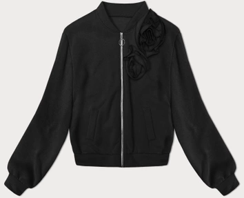 Dzianinowa bluza z różami czarna (16023)