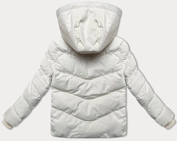 Gruba zimowa kurtka damska ze strukturalnego materiału J Style ecru (5M3251-281)