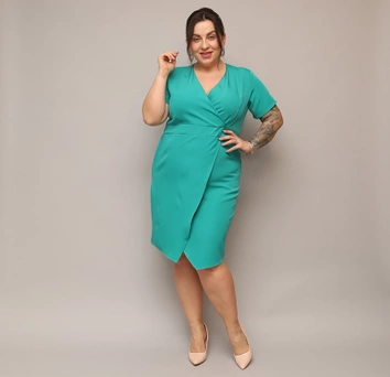 Kopertowa sukienka do kolan morska (743)