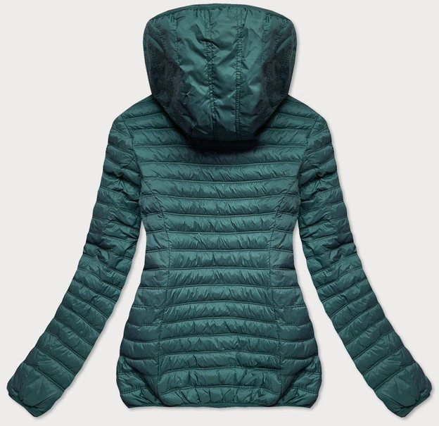 Pikowana kurtka damska z kapturem zielona (2021-09)