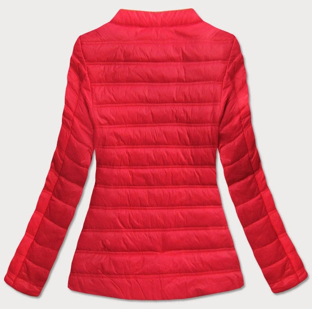 Pikowana kurtka z okrągłym dekoltem czerwona (s-111)