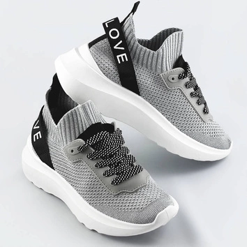 Wsuwane sneakersy damskie srebrne (ll66-3sp)