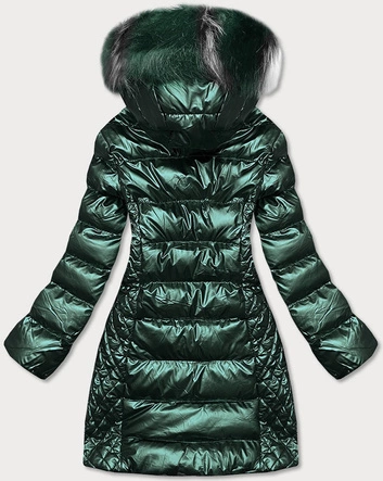 BŁYSZCZĄCA KURTKA ZIMOWA DAMSKA ZIELONA (W823)