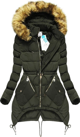 PIKOWANA KURTKA Z KAPTUREM KHAKI (3501W)