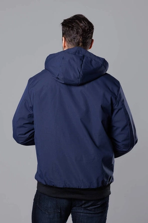 Sportowa kurtka męska z kapturem granatowa (5M3111-215)