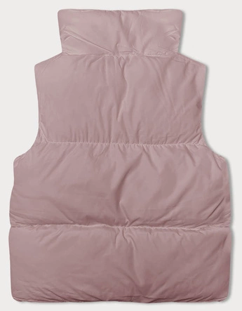 Puchowa kamizelka damska ze stójką różowa (5M3150-46)