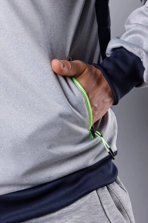 Sportowa kurtka męska z łączonych materiałów granat-limonka (8M901-215)