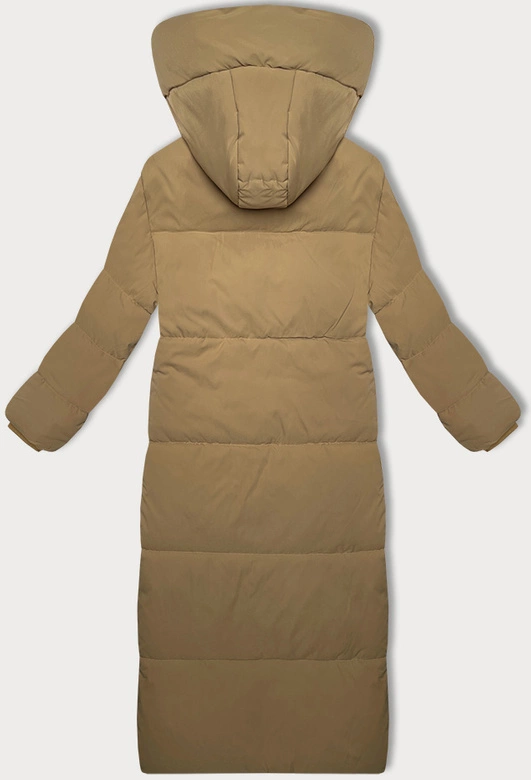 Długa kurtka płaszcz o prostym kroju camel (WD202229)