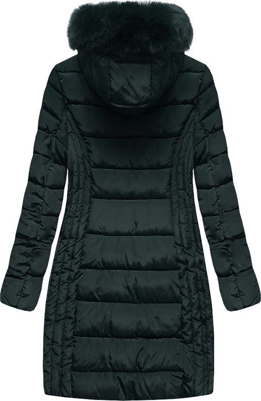 DAMSKA DŁUŻSZA KURTKA ZIMOWA Z KAPTUREM ZIELEŃ (R2620)