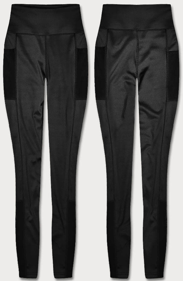 Legginsy z wstawkami z siateczki czarne (XL005-1)