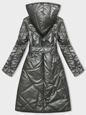 Pikowana kurtka na zatrzaski khaki (B8179-11)