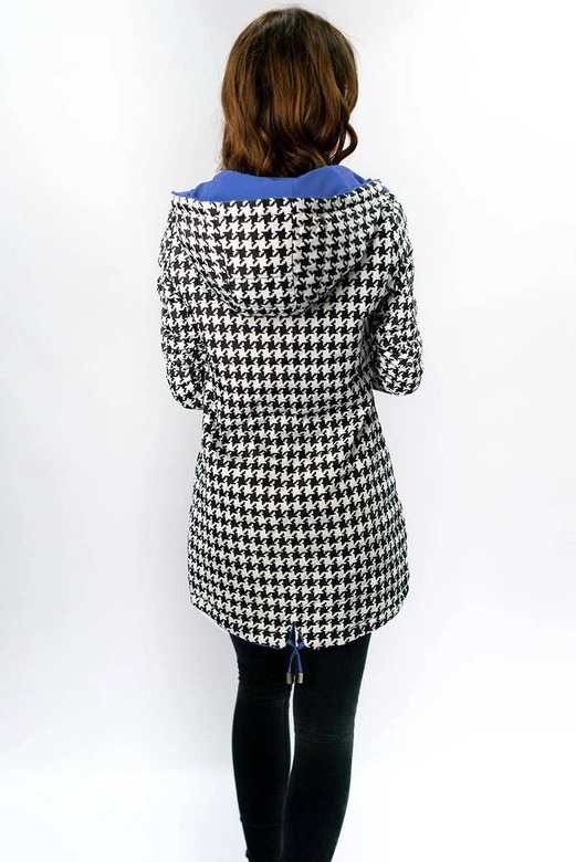 DWUSTRONNA KURTKA PARKA DAMSKA NIEBIESKA-PEPITKA (W353-1)