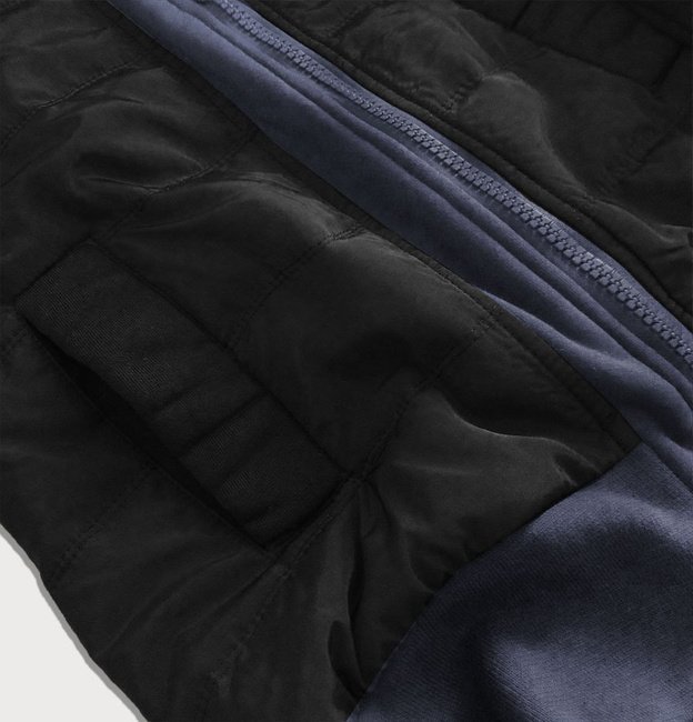 BLUZA DAMSKA Z ŁĄCZONYCH MATERIAŁÓW CZARNO-SZARA (727)