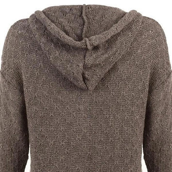 DŁUGI KARDIGAN Z KAPTUREM BRĄZOWY (SW000)