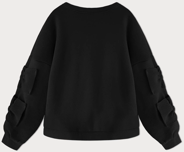 Ciepła bluza damska z kokardkami czarna (23999)