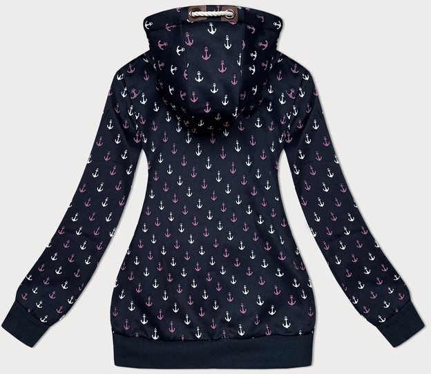 Ciepła rozpinana bluza w kotwice ciemny granat (2307)