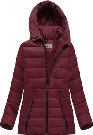 PIKOWANA KURTKA Z KAPTUREM BORDOWA (R9505)