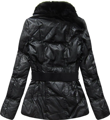 KURTKA Z EKOSKÓRY Z KAPTUREM CZARNA (1997)