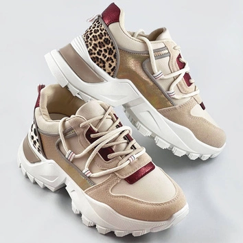 Buty sportowe damskie z motywem zwierzęcym beżowe (viv1038)