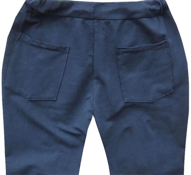 BAWEŁNIANE SPODNIE Z ROZCIĘCIAMI CIEMNONIEBIESKIE (9204)