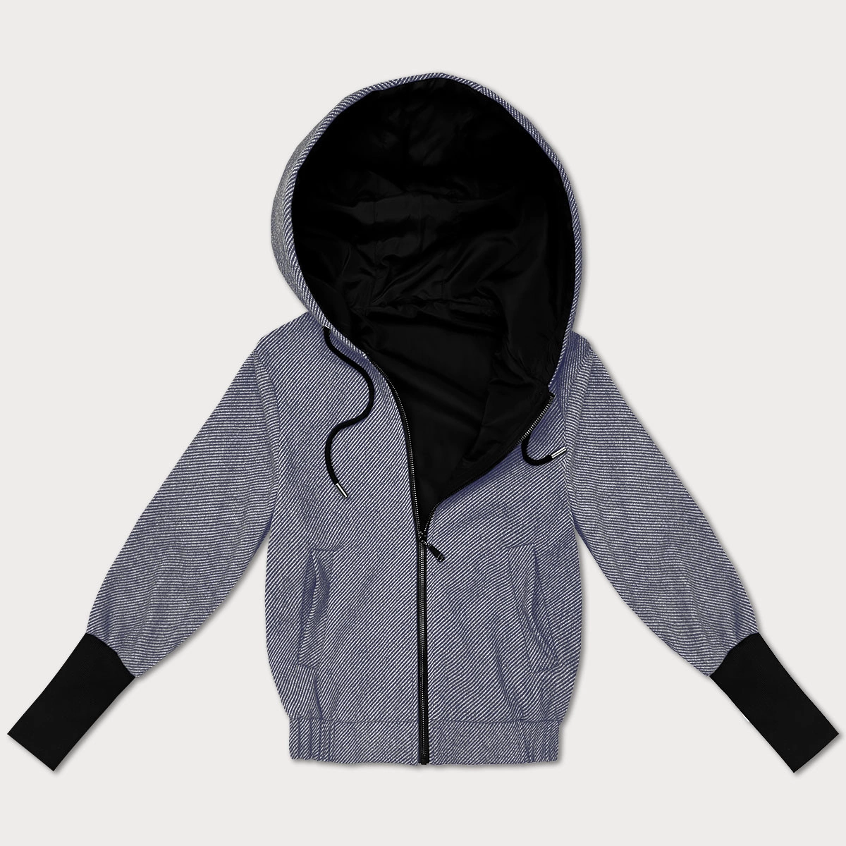 Krótka kurtka ze ściągaczem na dole S'West granat-paseczki (B8540-26)