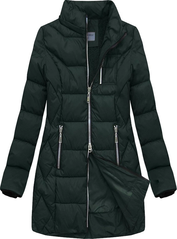 PIKOWANA KURTKA Z KAPTUREM BUTELKOWA ZIELEŃ (B2644)