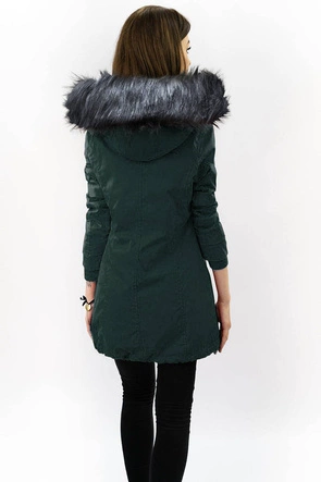 Wodoodporna parka damska zielono-szara (m-923)