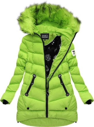 ASYMETRYCZNA KURTKA Z KAPTUREM LIMONKOWA (W818)