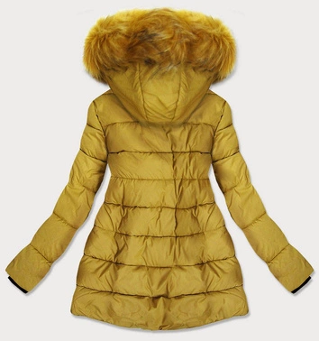 LEKKA KURTKA ZIMOWA DAMSKA Z KAPTUREM MUSZTARDOWA (1865)