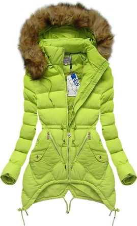 PIKOWANA KURTKA Z KAPTUREM LIMONKOWA (3501W)