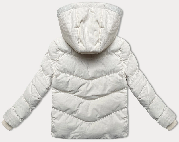 Gruba zimowa kurtka damska ze strukturalnego materiału J Style ecru (5M3251-281)